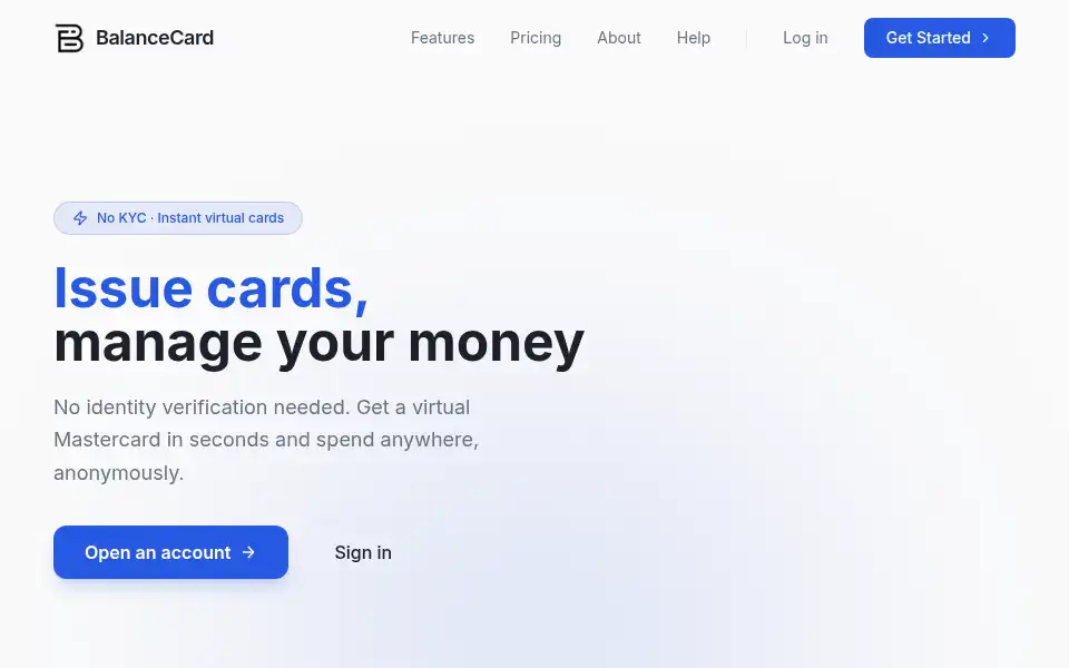 Screenshot of balancecard.cc