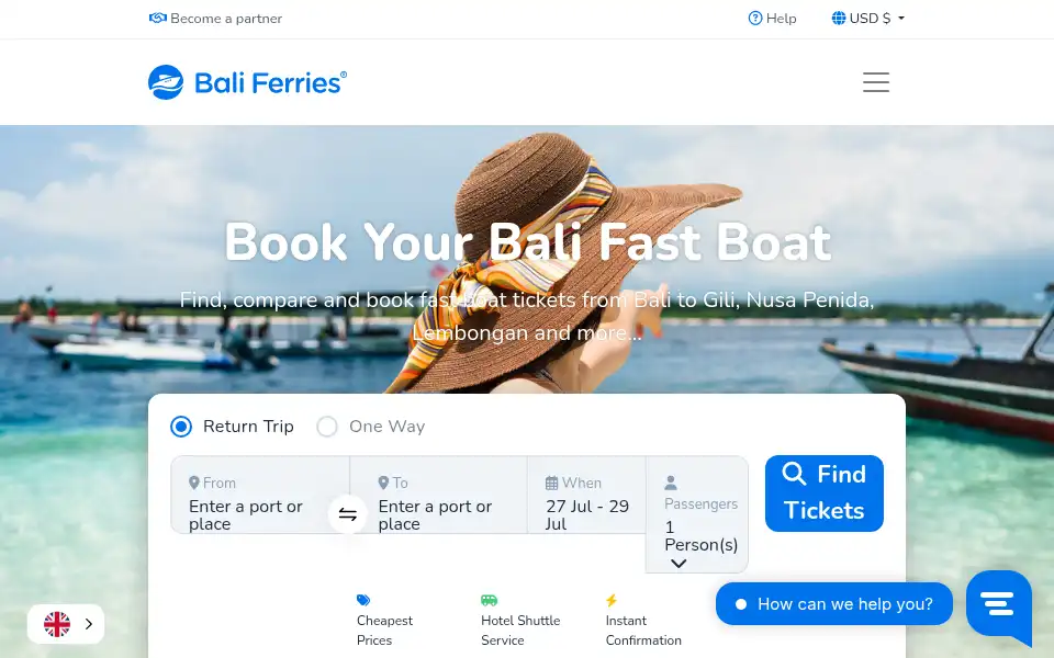 Screenshot of baliferries.com