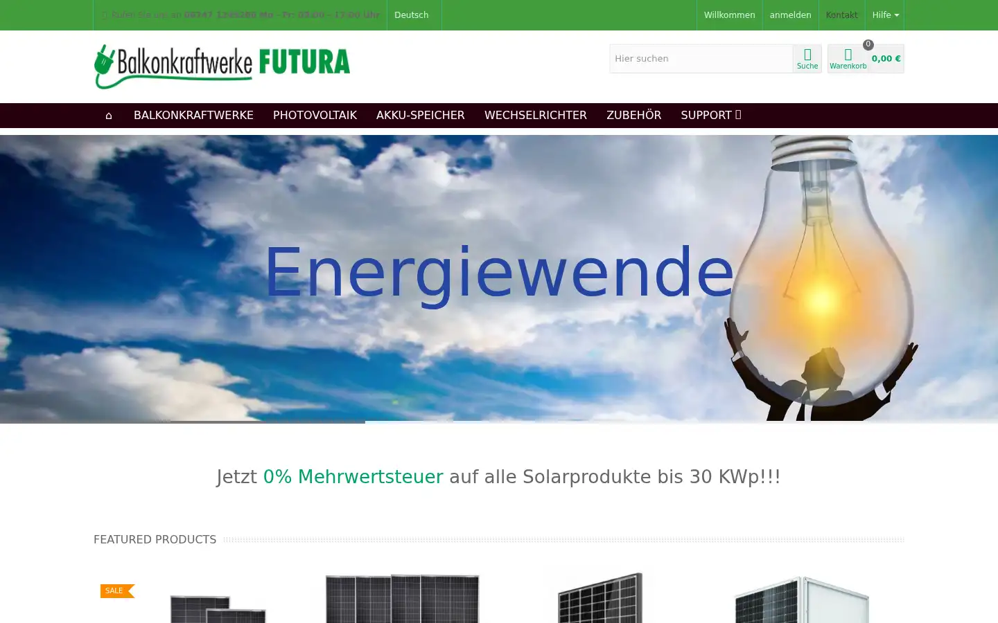 Screenshot of balkonkraftwerke-futura.de