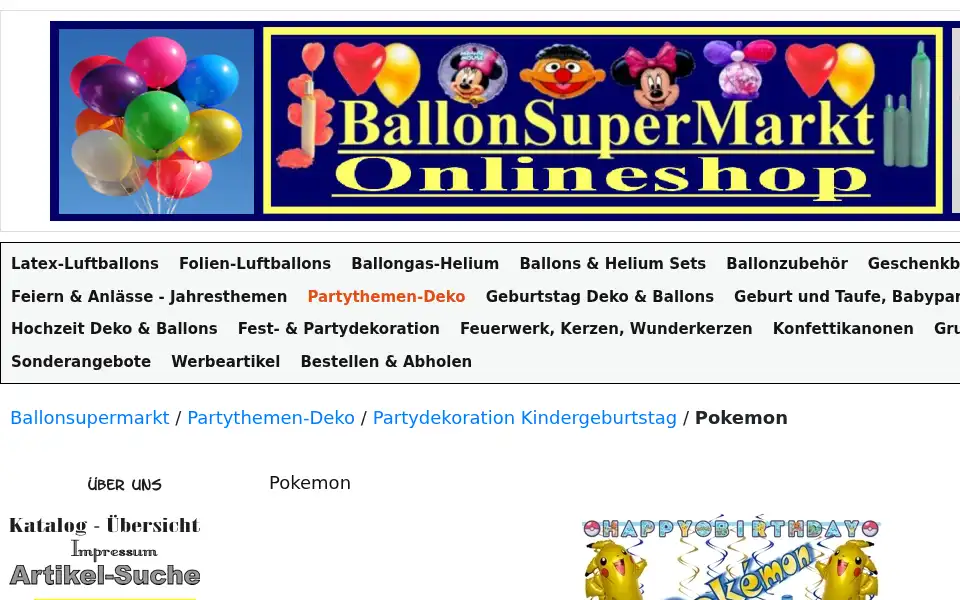 Screenshot of ballonsupermarkt-onlineshop.de