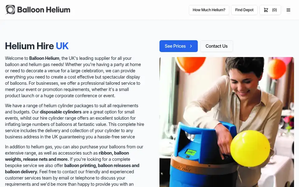 Screenshot of balloonhelium.co.uk