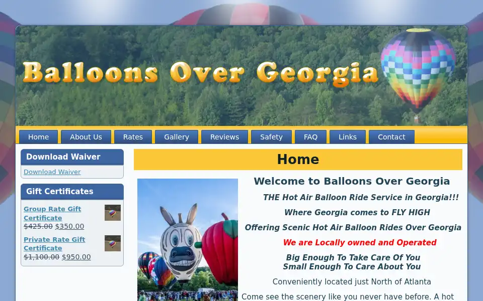 Screenshot of balloonsovergeorgia.com