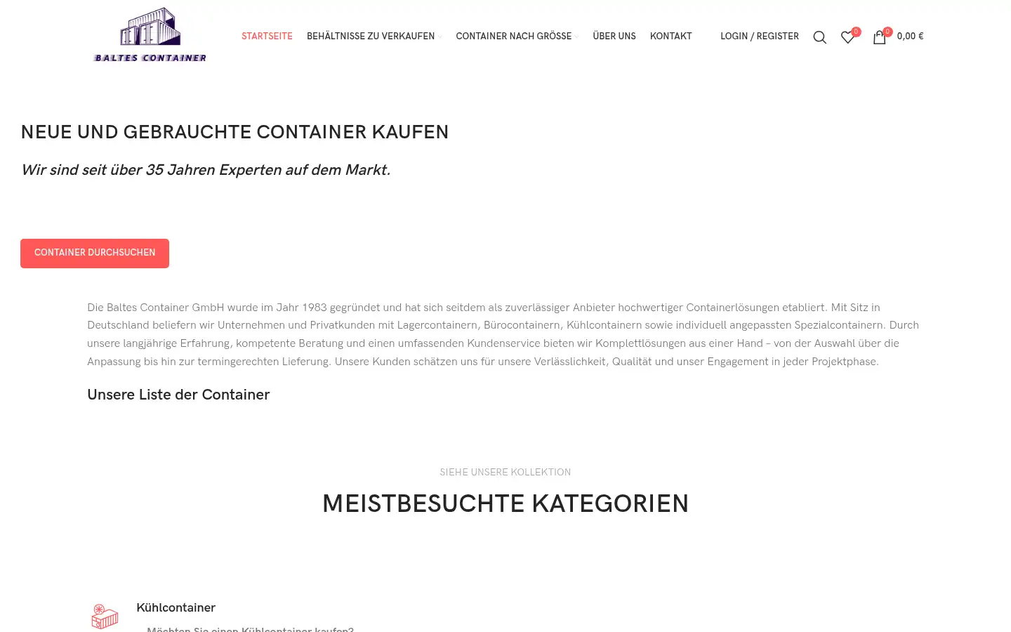 Screenshot of baltescontainer.com