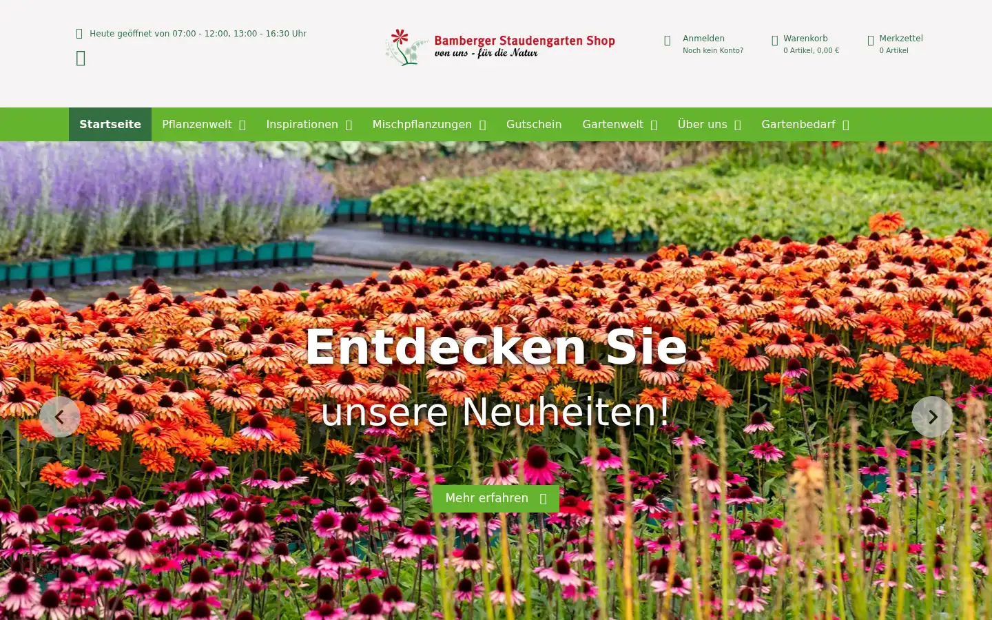Screenshot of bamberger-staudengarten-shop.de