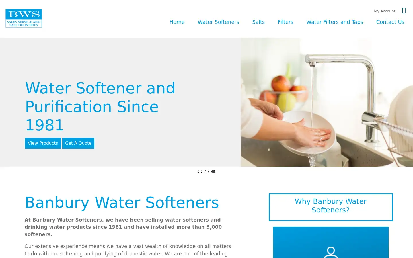 Screenshot of banburywatersofteners.co.uk