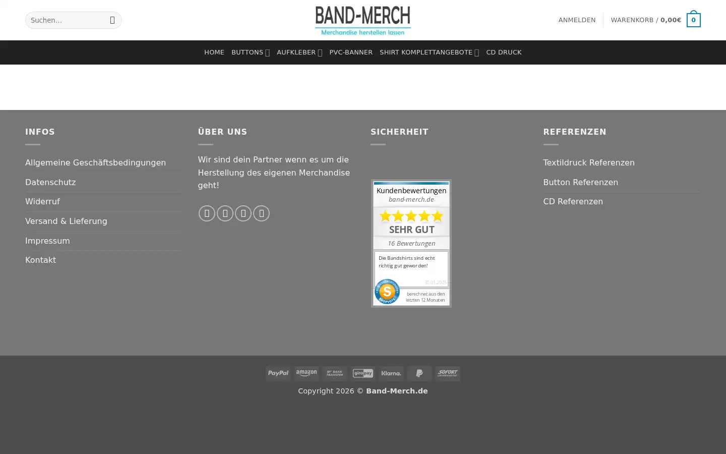 Screenshot of band-merch.de
