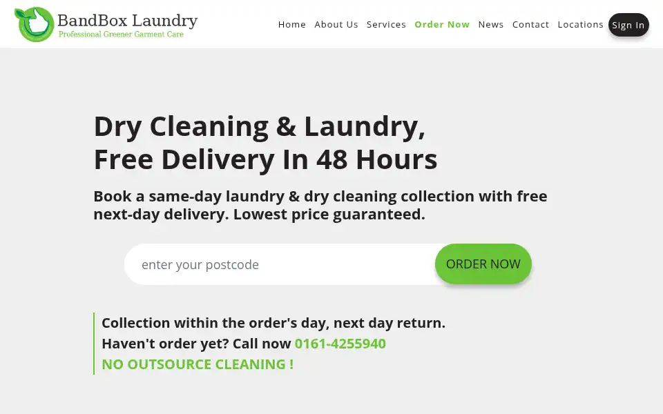 Screenshot of bandboxlaundry.com
