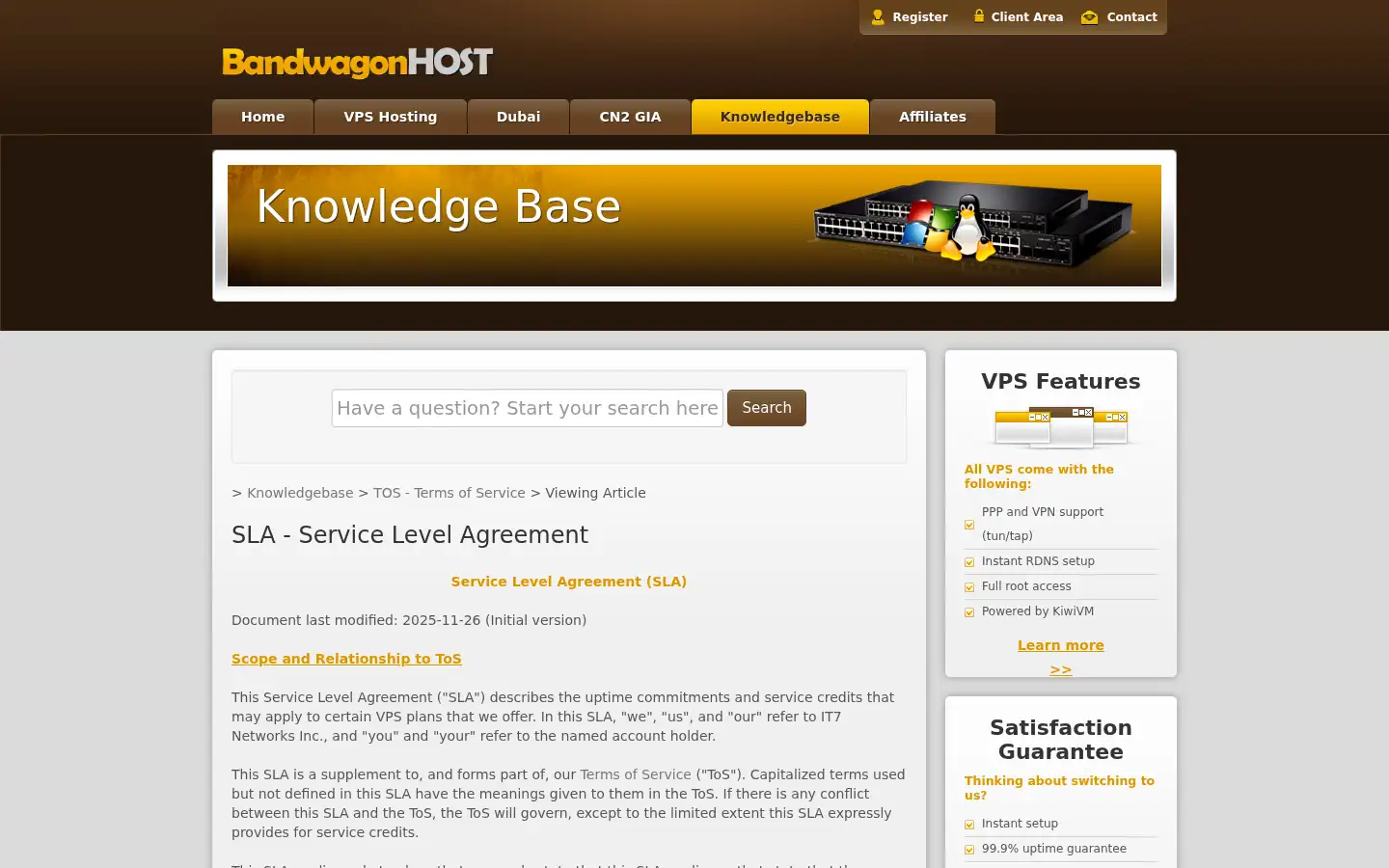 Screenshot of bandwagonhost.com