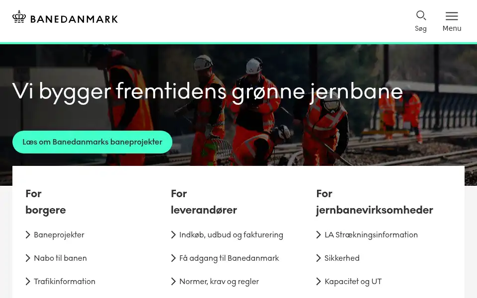 Screenshot of banedanmark.dk
