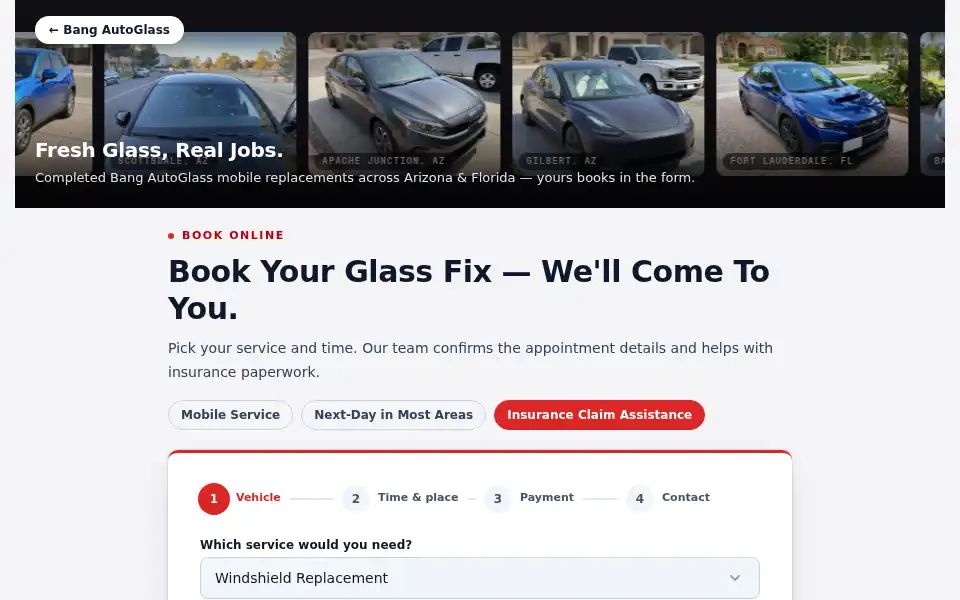 Screenshot of bangautoglass.com