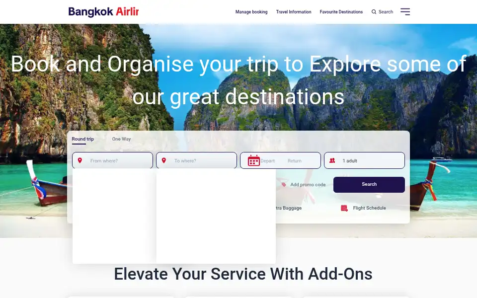Screenshot of bangkokairlines.org