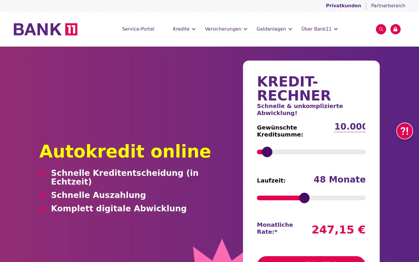 Screenshot of bank11.de
