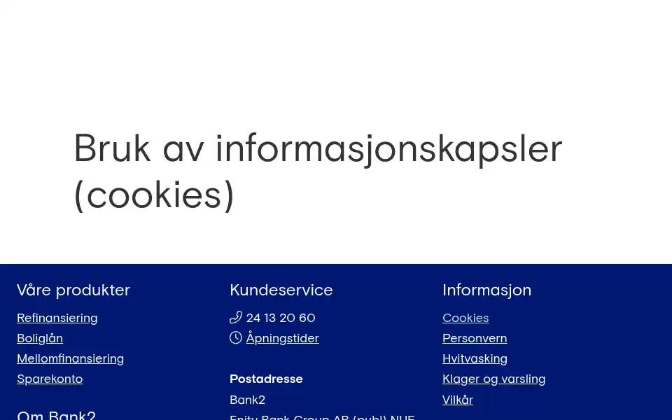 Screenshot of bank2.no