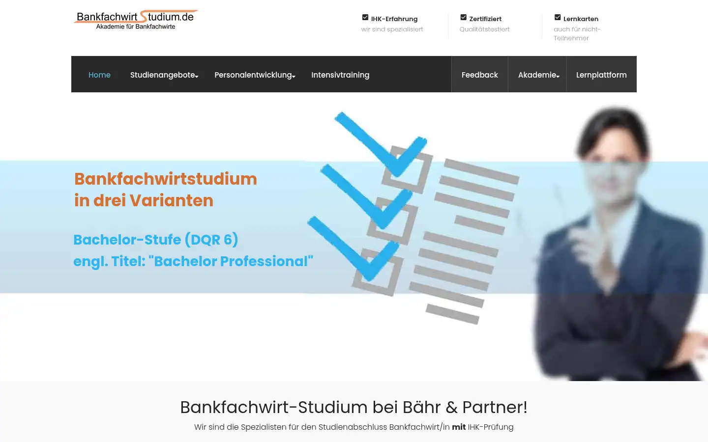 Screenshot of bankfachwirtstudium.de