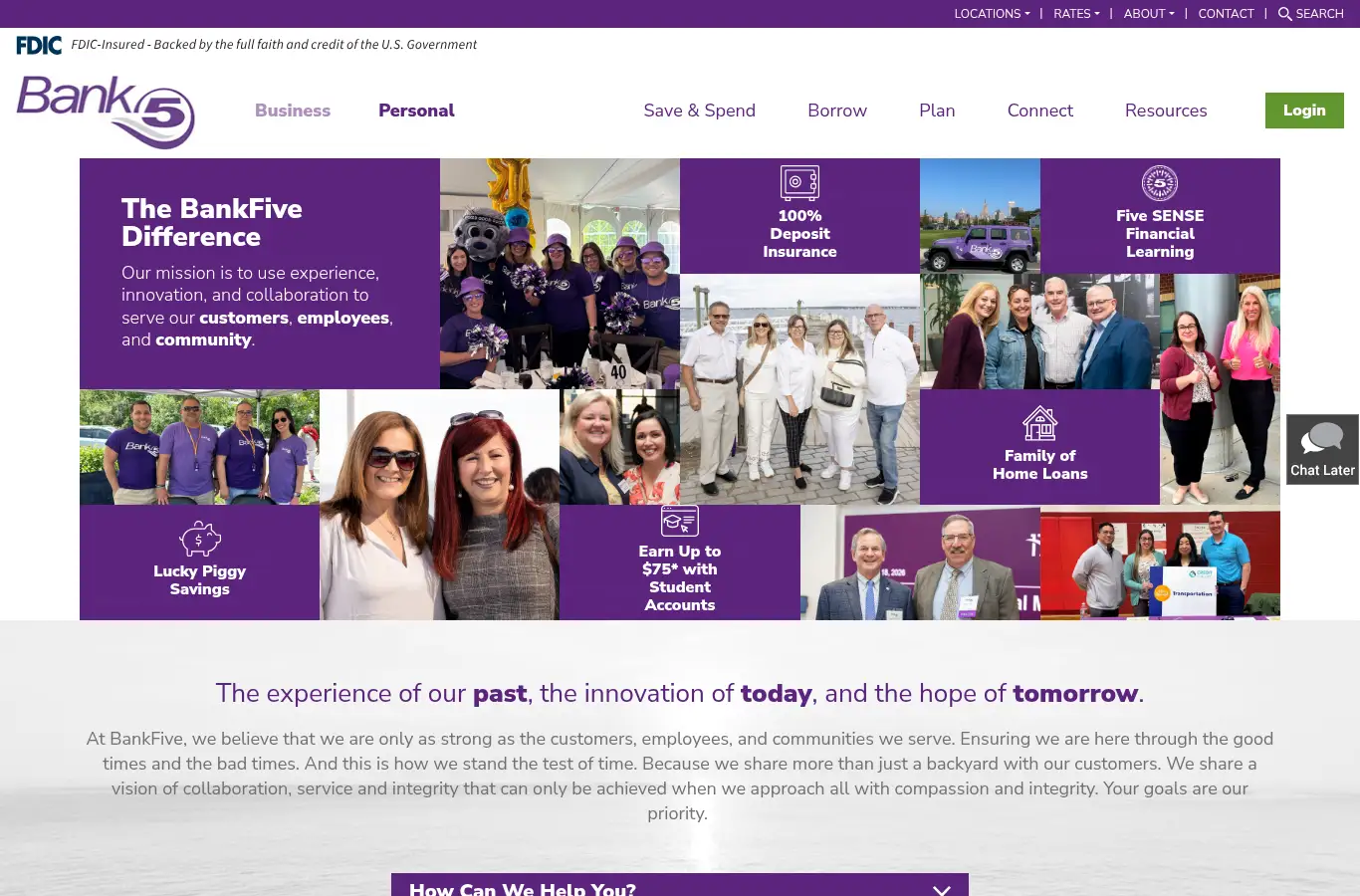 Screenshot of bankfive.com