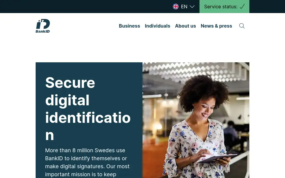 Screenshot of bankid.com