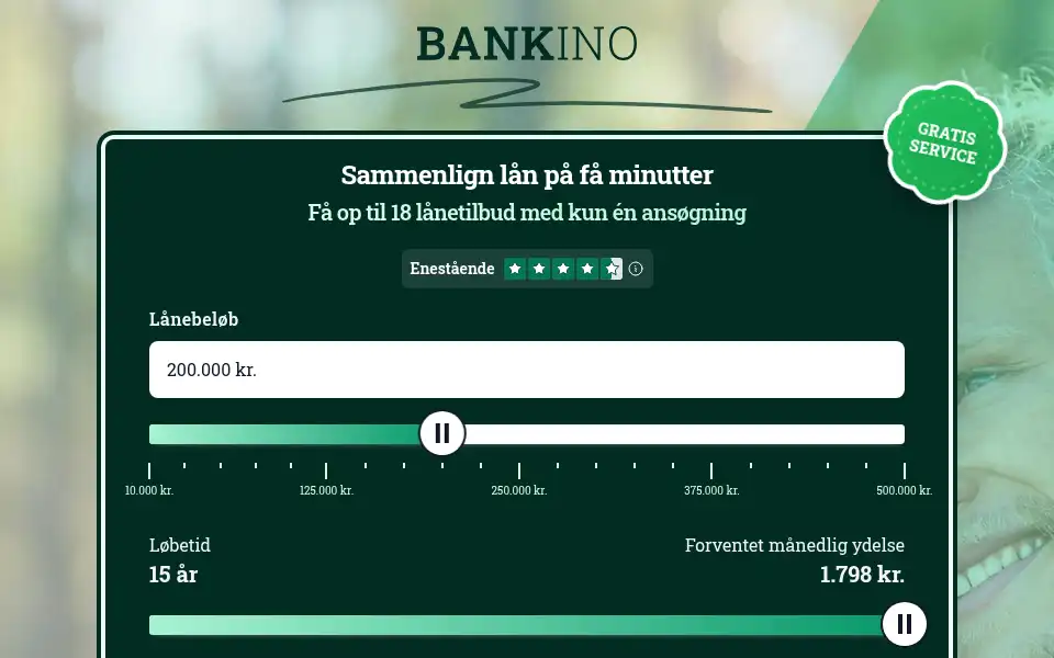 Screenshot of bankino.dk