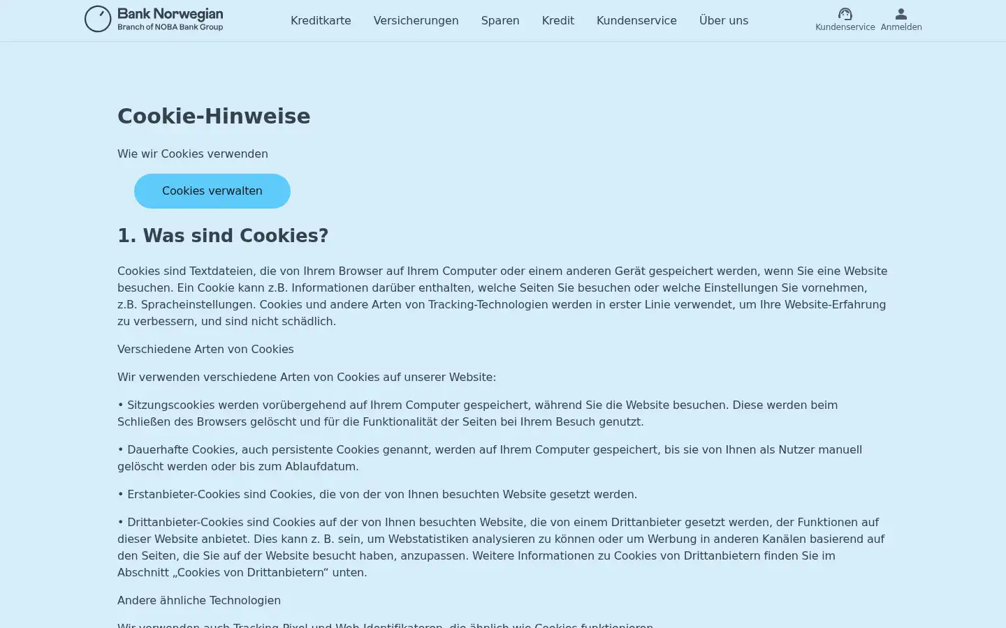 Screenshot of banknorwegian.de