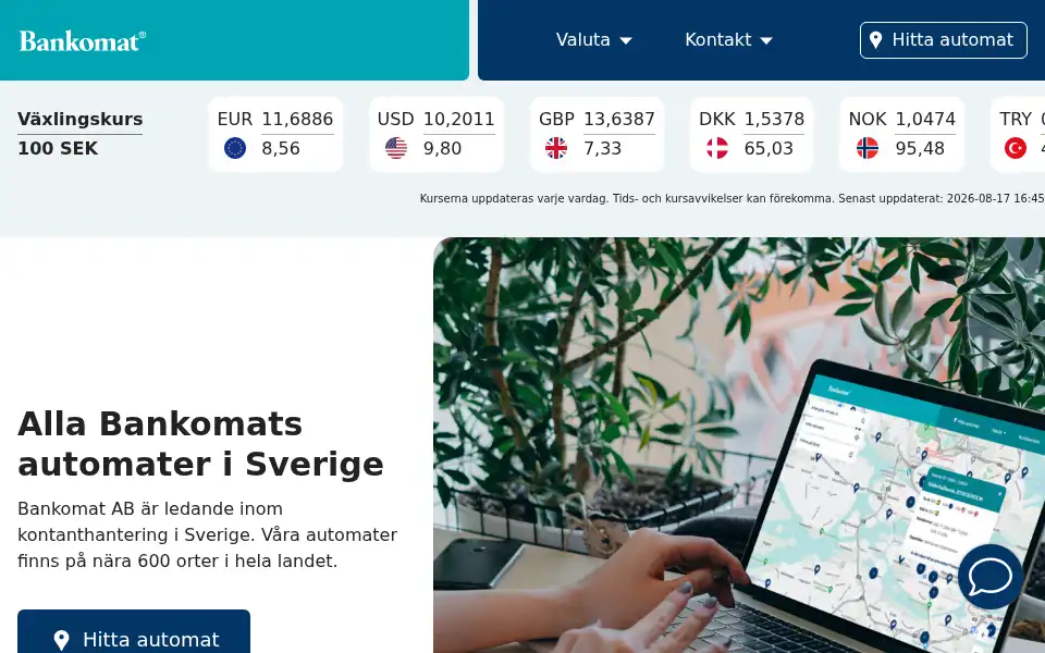 Screenshot of bankomat.se