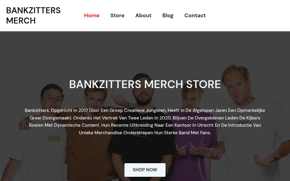 Screenshot of bankzittersmerch.com