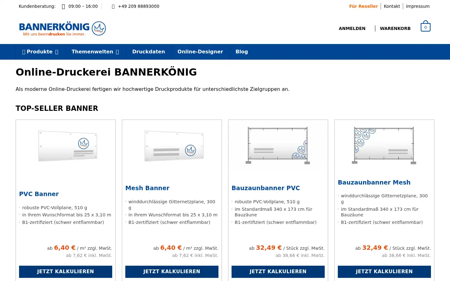 Screenshot of bannerkoenig.de