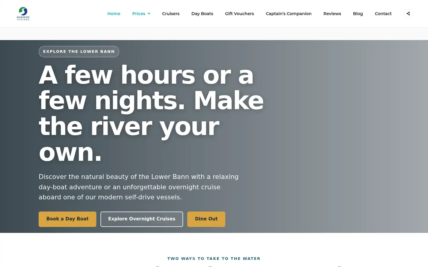 Screenshot of bannrivercruises.co.uk