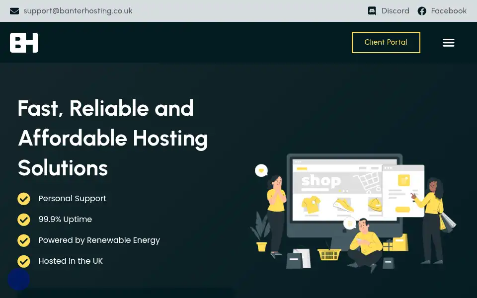 Screenshot of banterhosting.co.uk