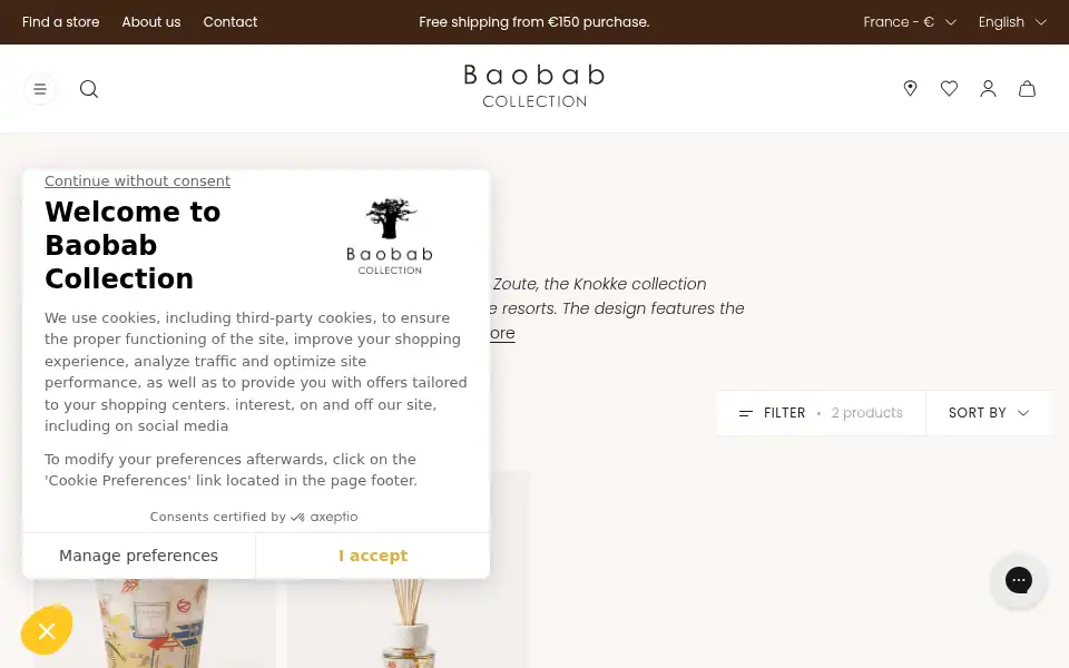 Screenshot of baobabcollection.com