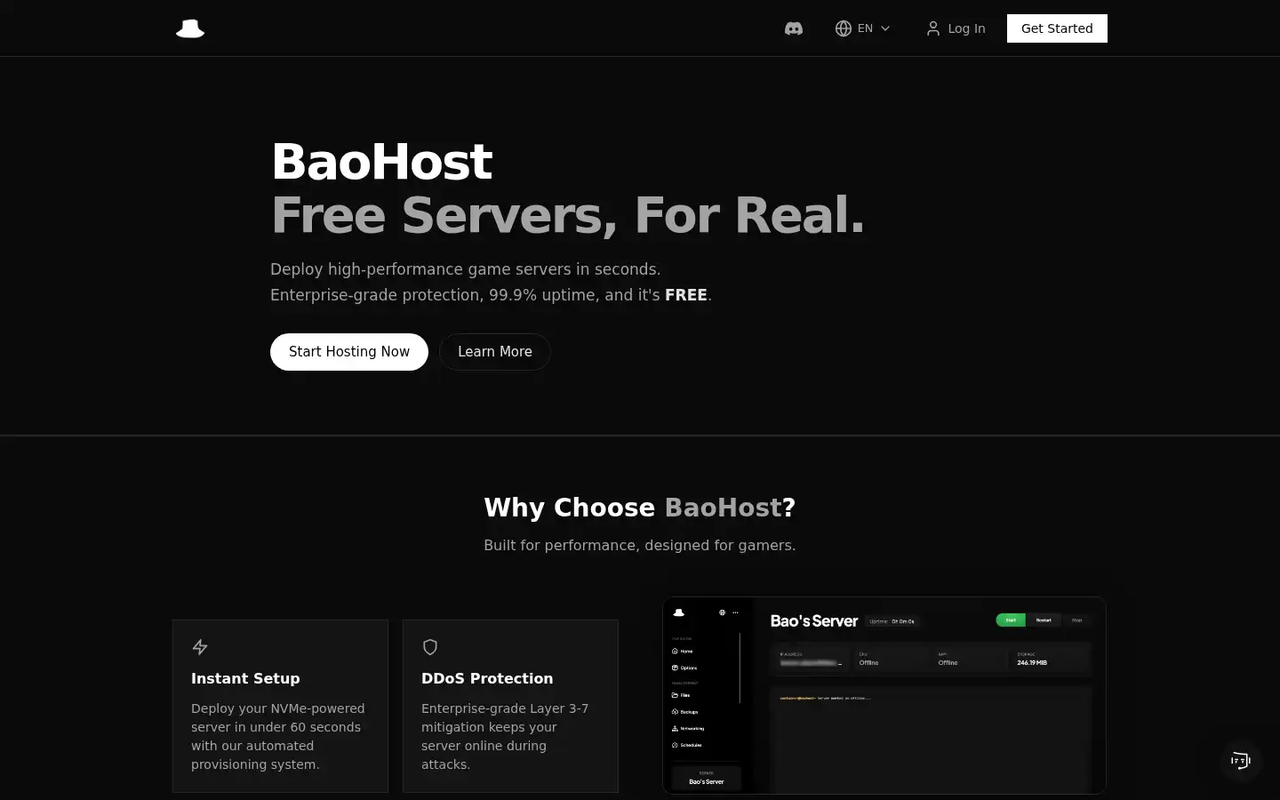 Screenshot of baohost.com