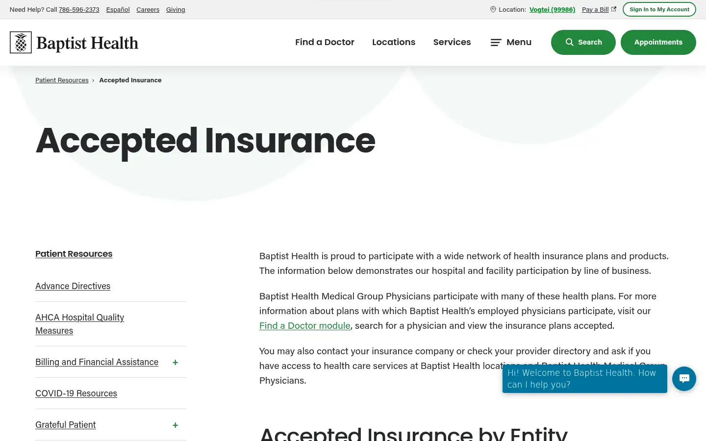Screenshot of baptisthealth.net