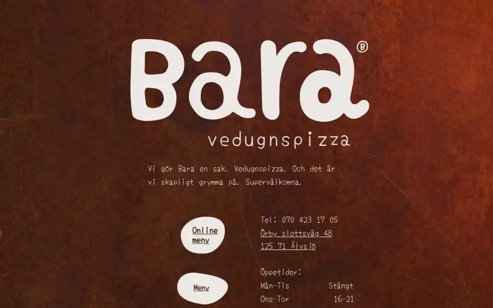 Screenshot of baravedugnspizza.se
