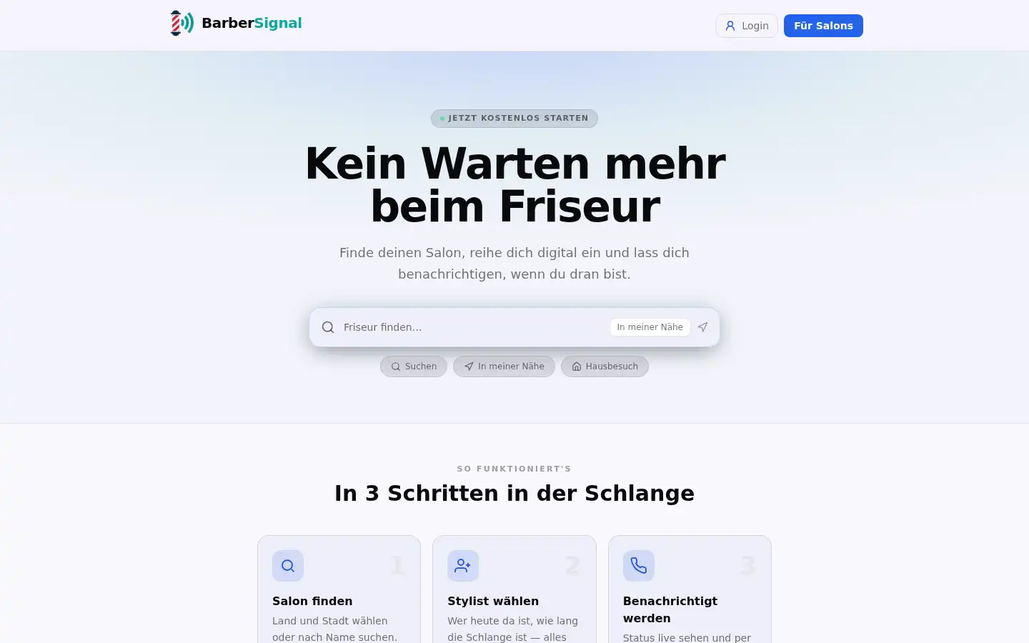 Screenshot of barbersignal.com