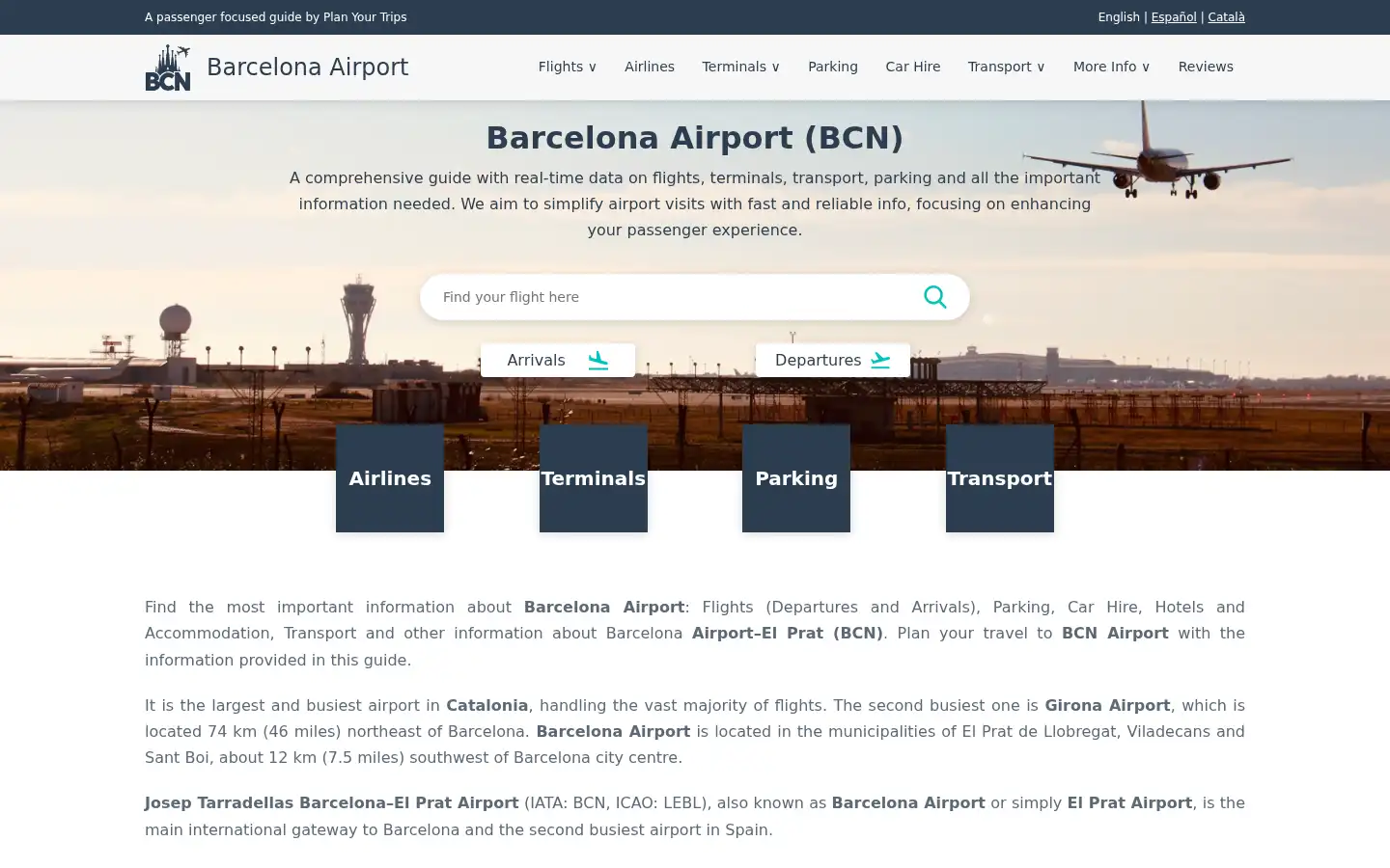 Screenshot of barcelona-airport.com