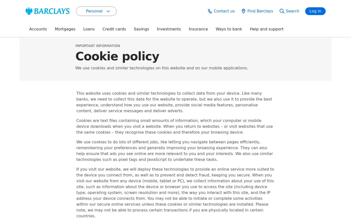 Screenshot of barclays.co.uk