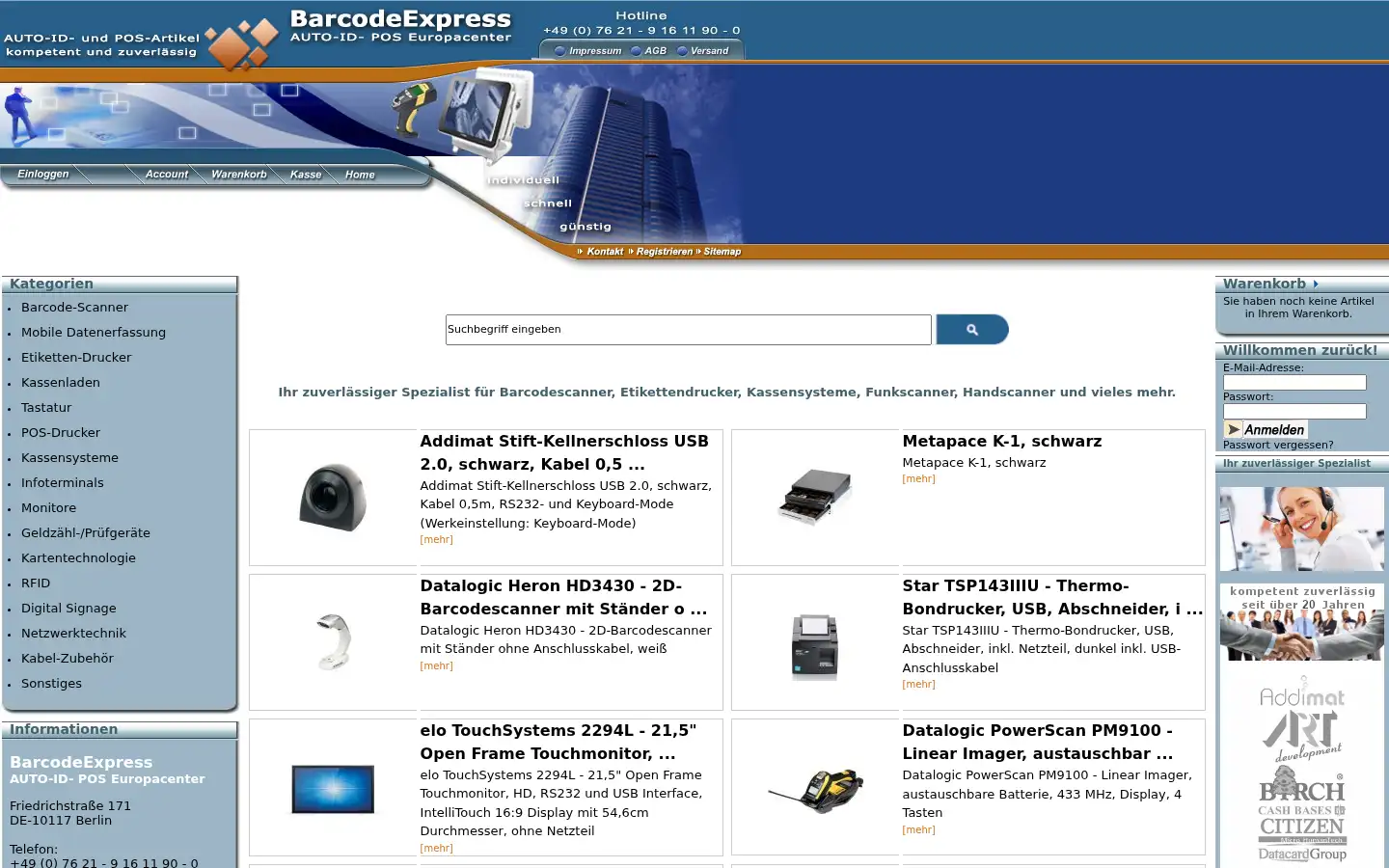 Screenshot of barcodeexpress.de