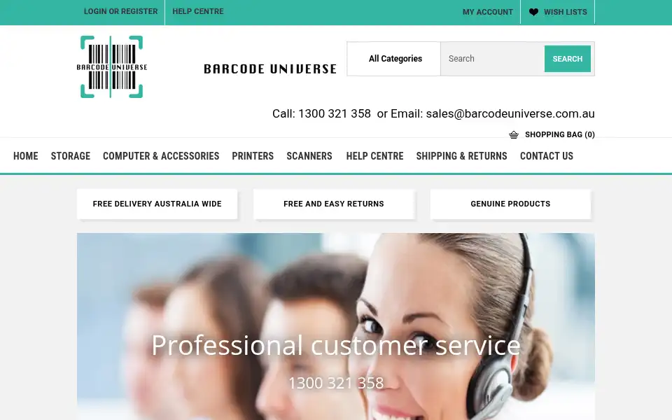 Screenshot of barcodeuniverse.com.au