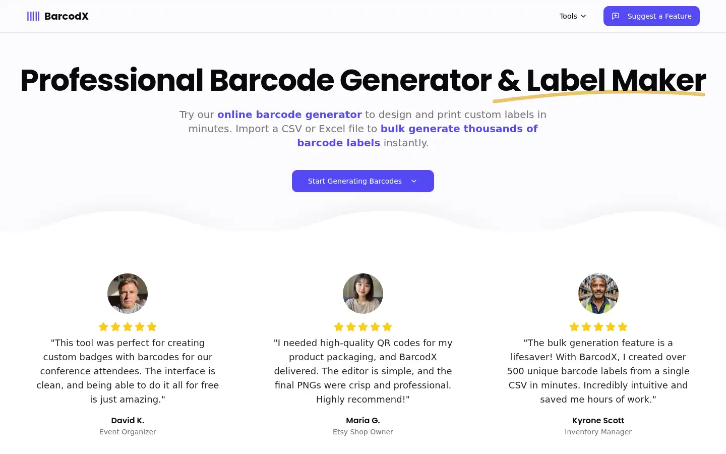 Screenshot of barcodx.com