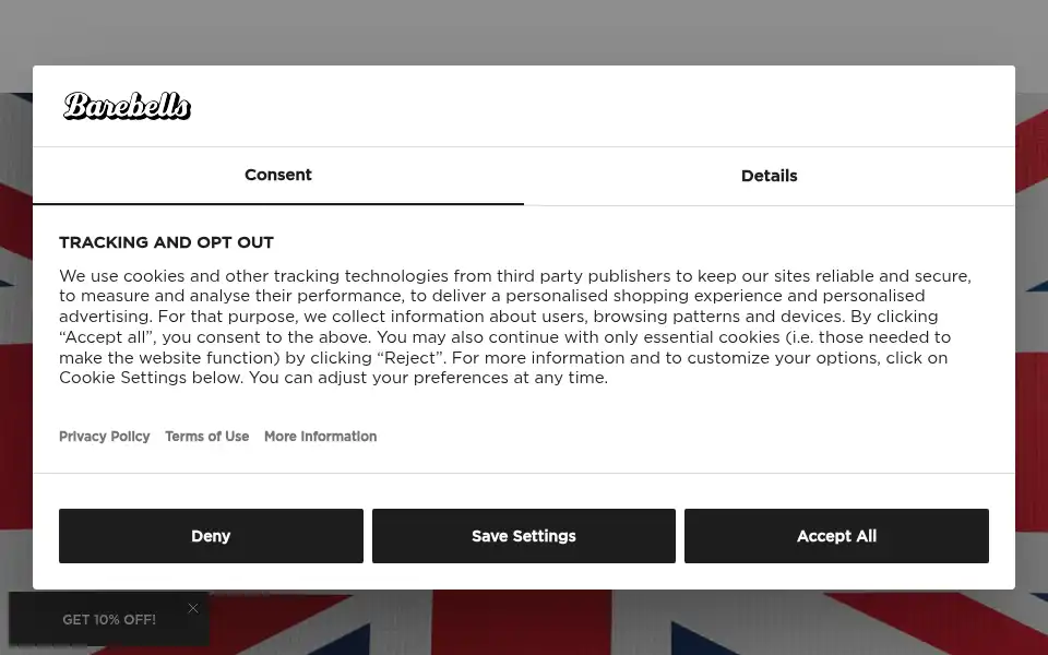 Screenshot of barebells.co.uk