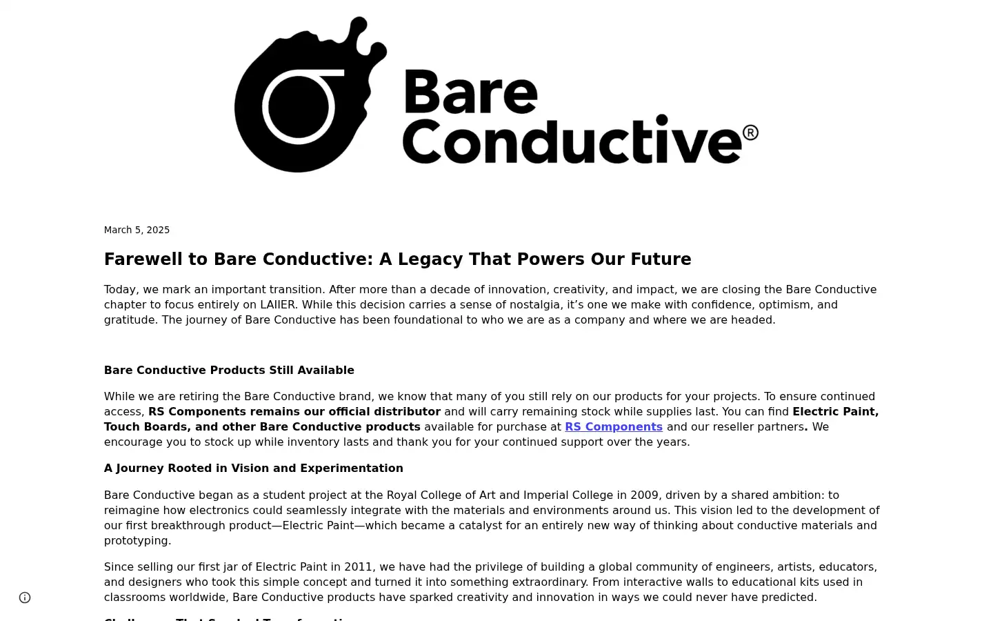 Screenshot of bareconductive.com