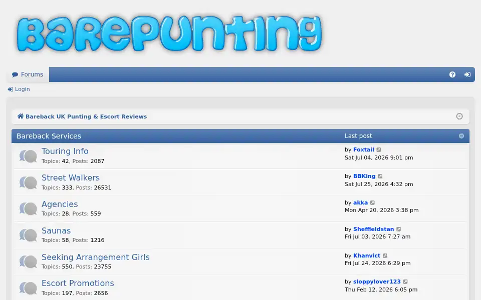 Screenshot of barepunting.net