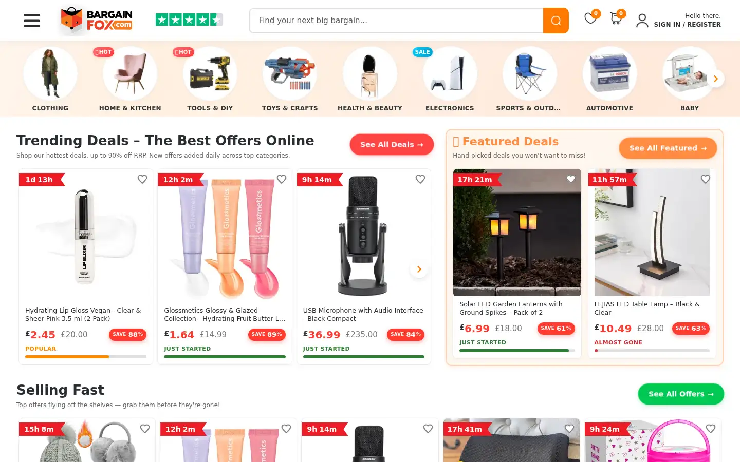 Screenshot of bargainfox.com