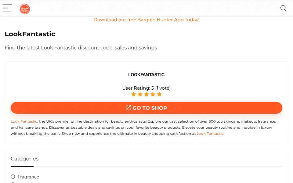 Screenshot of bargainhunteruk.co.uk