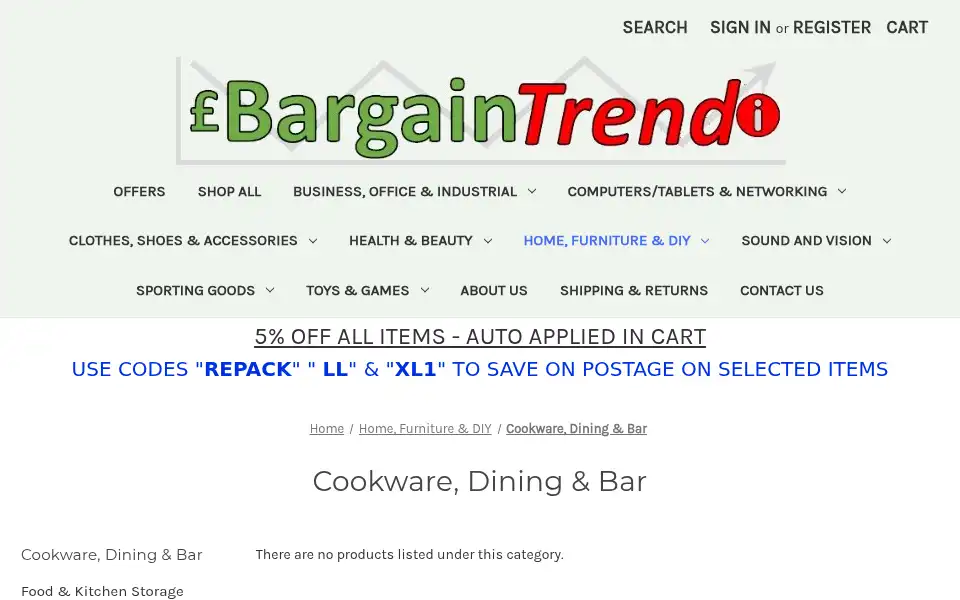 Screenshot of bargaintrend.com