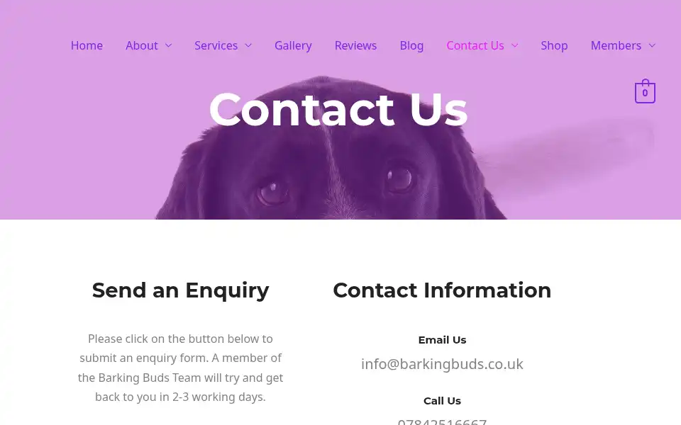 Screenshot of barkingbuds.co.uk