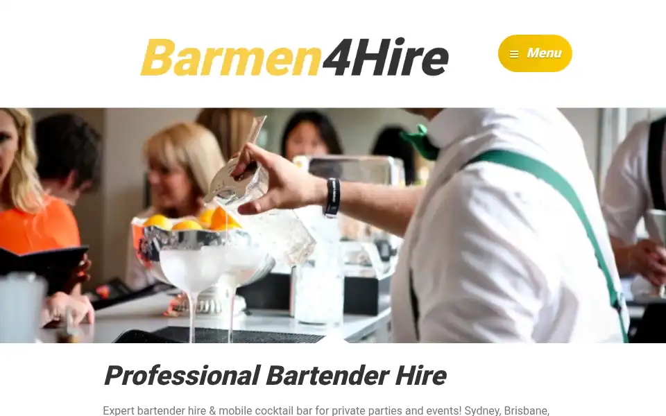 Screenshot of barmenforhire.com