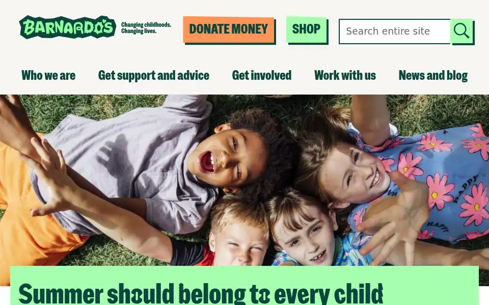 Screenshot of barnardos.org.uk