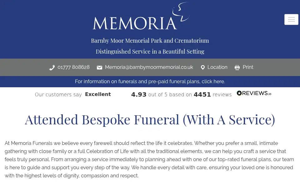 Screenshot of barnbymoormemorial.co.uk
