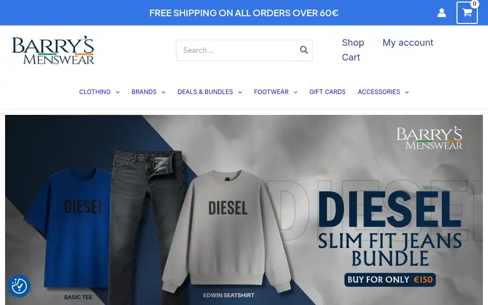 Screenshot of barrysmenswear.ie