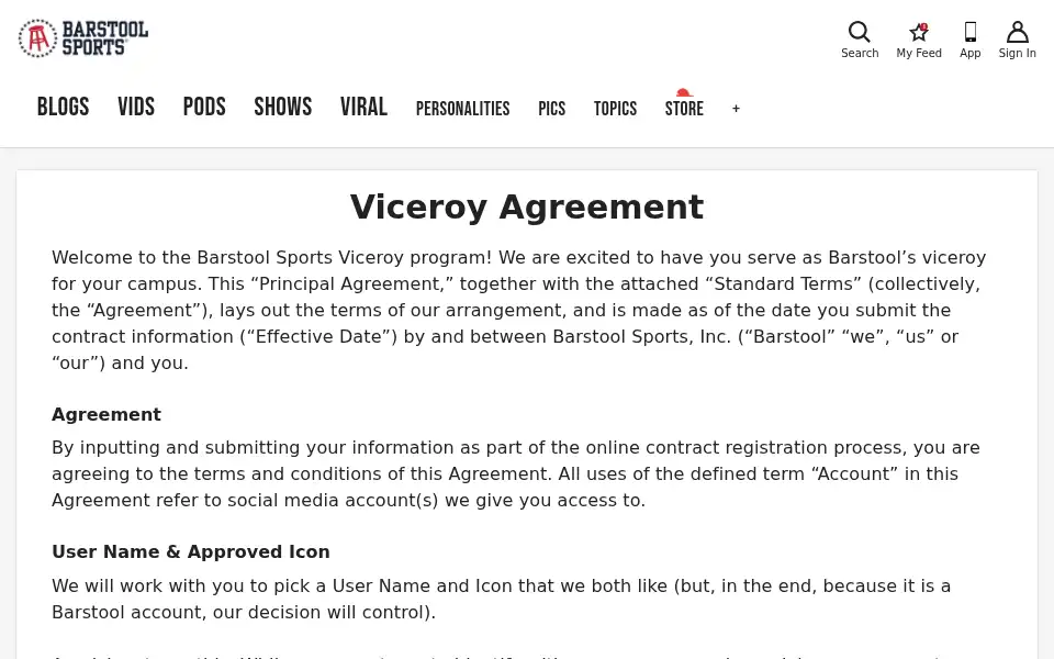 Screenshot of barstoolsports.com