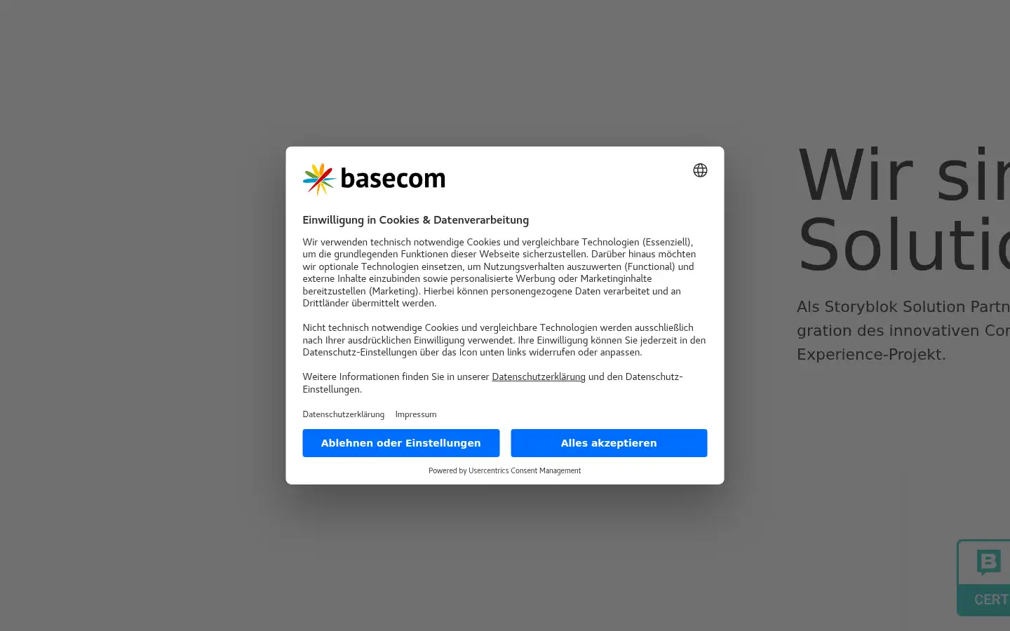 Screenshot of basecom.de